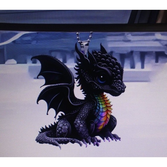 Dragon Acrylic Rearview Mirror Decorative Pendant Ornament Gift Colorful Chest - Picture 1 of 3